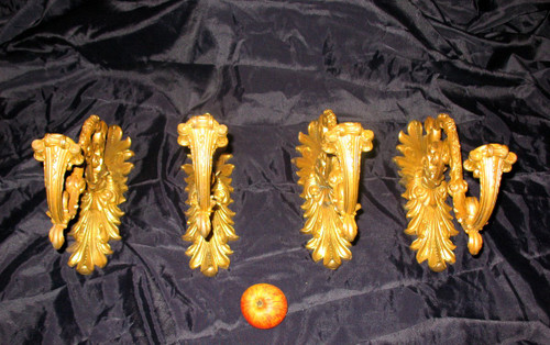 Suite of 4 gilt bronze sconces 1st Restoration Period 19th century