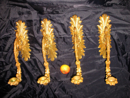 Suite of 4 gilt bronze sconces 1st Restoration Period 19th century