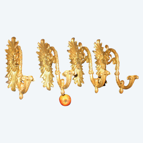 Suite of 4 gilt bronze sconces 1st Restoration Period 19th century