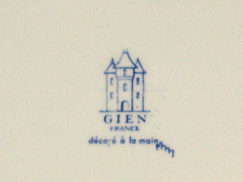 Grand plat de présentation en faïence de Gien décor de Rouen époque 20ème