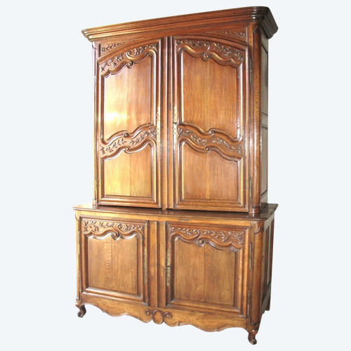 Regency period 2 parts sideboard in carved oak from the 18th century