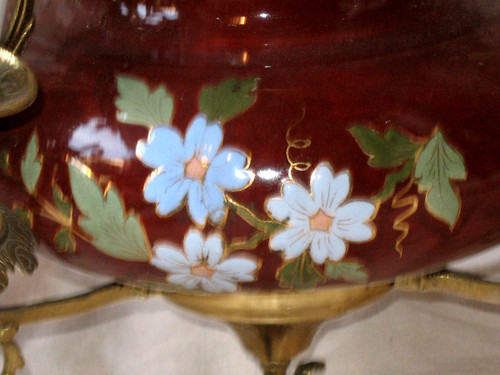 Hanging chandelier in earthenware and gilt bronze with 6 lights 19th century