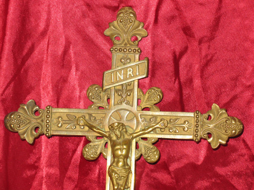 Croce processionale in bronzo, XIX secolo