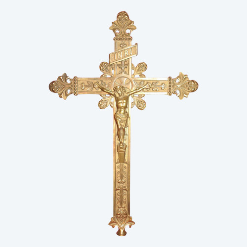 Processional cross in bronze from the 19th century