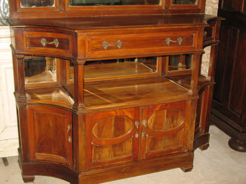 Buffet de présentation époque Art Nouveau en bois fruitier