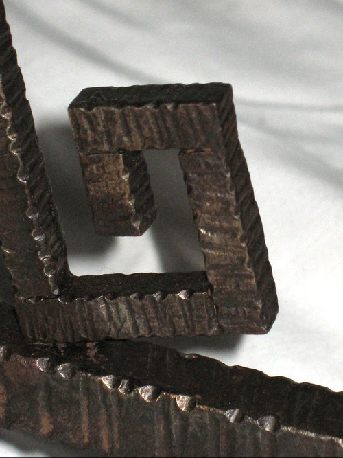 Pair of wrought iron andirons from the Art Deco period
