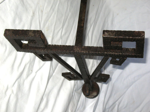 Pair of wrought iron andirons from the Art Deco period