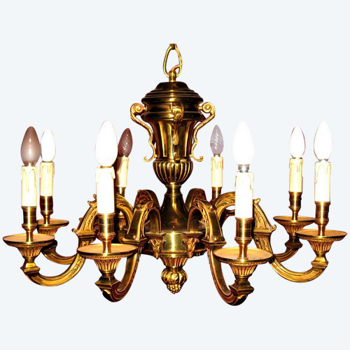 Louis XIV style chandelier in gilt bronze with 8 lights 20th century