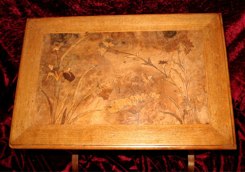 Nesting tables with iris decorations Ecole de Nancy in the taste of Gallé Art Nouveau period
