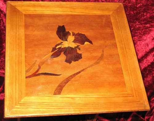 Nesting tables with iris decorations Ecole de Nancy in the taste of Gallé Art Nouveau period