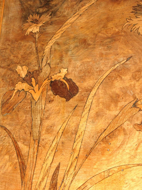 Nesting tables with iris decorations Ecole de Nancy in the taste of Gallé Art Nouveau period