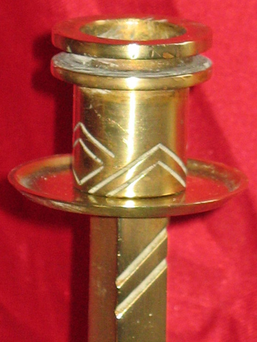 Pair of candlesticks Menora shape in bronze Art Deco period with 6 branches