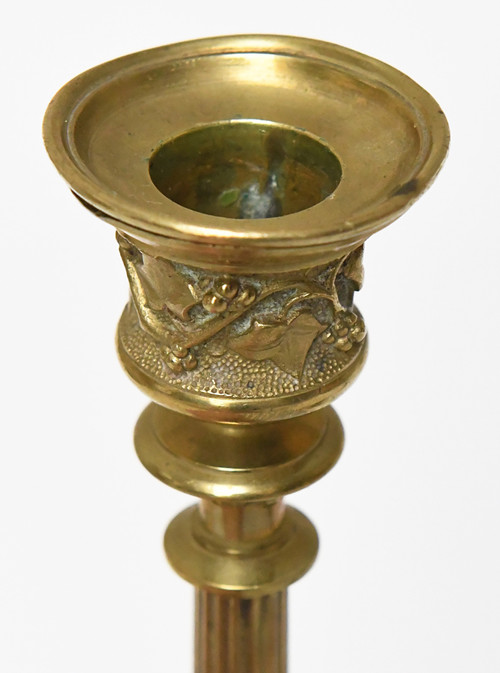 Pair of gilt bronze candlesticks decorated with lizards