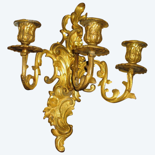 Pair of gilt bronze 3 lights sconces from the 19th century