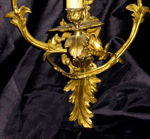 Pair of bronze sconces with 4 lights Louis XV style
