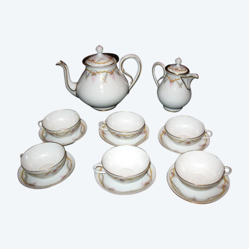 Tea service in Limoges porcelain J. Pouyat