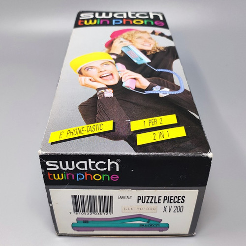 1980 Wunderschöne Swatch Twin Phone "Puzzle" mit der Originalbox. Memphis-Stil