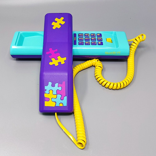 1980 Wunderschöne Swatch Twin Phone "Puzzle" mit der Originalbox. Memphis-Stil