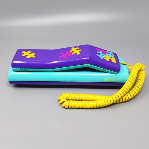 1980 Wunderschöne Swatch Twin Phone "Puzzle" mit der Originalbox. Memphis-Stil
