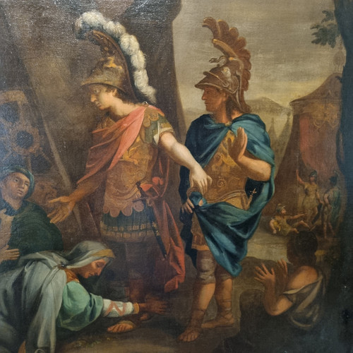 Alexander in the tent of Darius, large 17th-century HST. Follower of Charles le Brun.