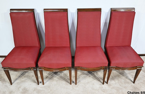 Suite de 8 Chaises en Hêtre Massif, attribuée à J.Leleu, Art Déco – 1940