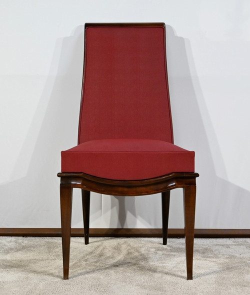 Suite de 8 Chaises en Hêtre Massif, attribuée à J.Leleu, Art Déco – 1940