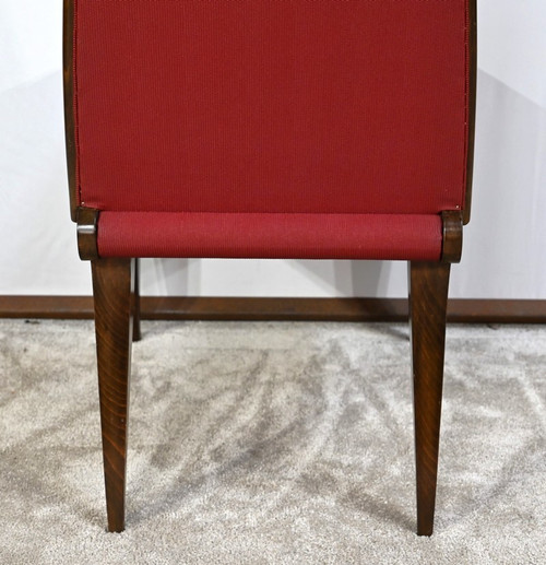 Suite de 8 Chaises en Hêtre Massif, attribuée à J.Leleu, Art Déco – 1940