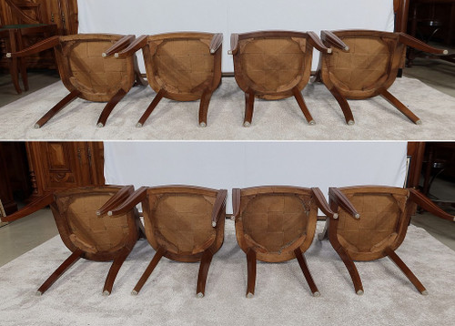 Suite of 8 Solid Walnut Gondola Chairs, Art Deco - 1930