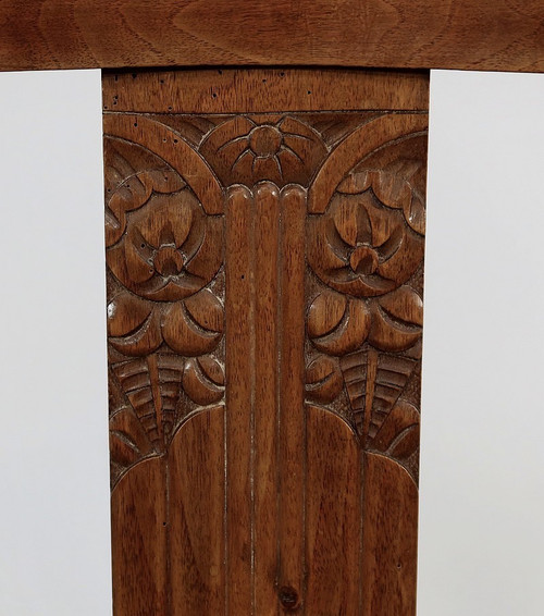 Suite of 8 Solid Walnut Gondola Chairs, Art Deco - 1930