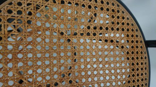Tabouret de bar noir laqué cannage 