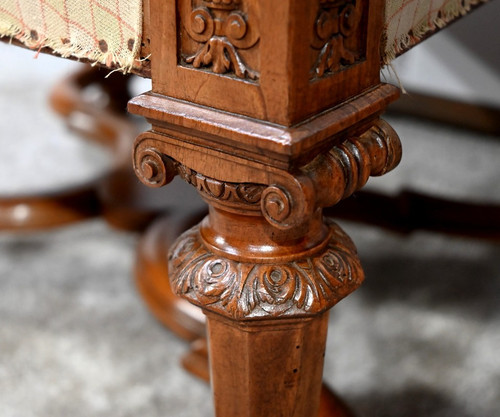 Grande poltrona in noce, stile Luigi XIV - Metà del XIX secolo
