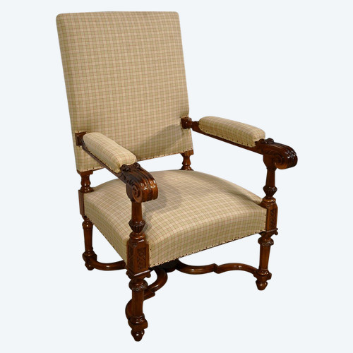 Large Walnut Armchair, Louis XIV style - Mid 19th century