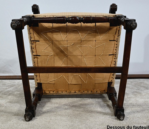Poltrona in noce, detta Bout de Table, stile rinascimentale - Fine XIX secolo