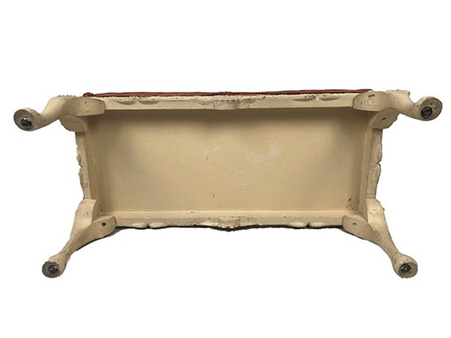 Piccola panca in legno laccato crema in stile rococò, metà del XX secolo