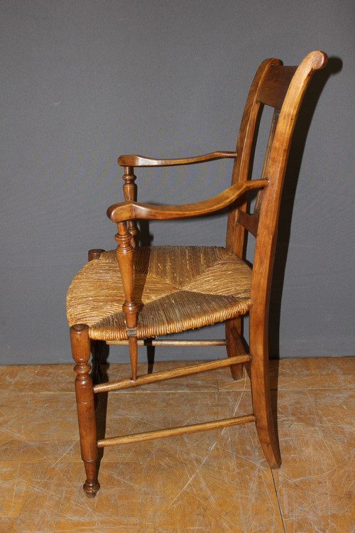 Pairs of Directoire straw-covered armchairs, early 19th century