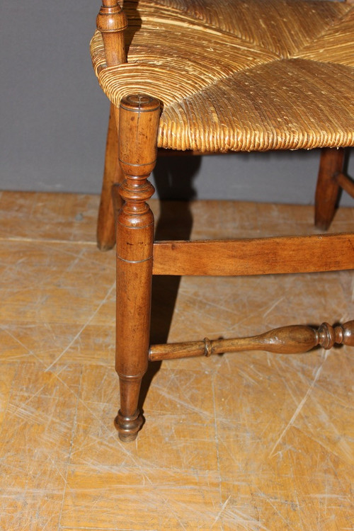 Pairs of Directoire straw-covered armchairs, early 19th century