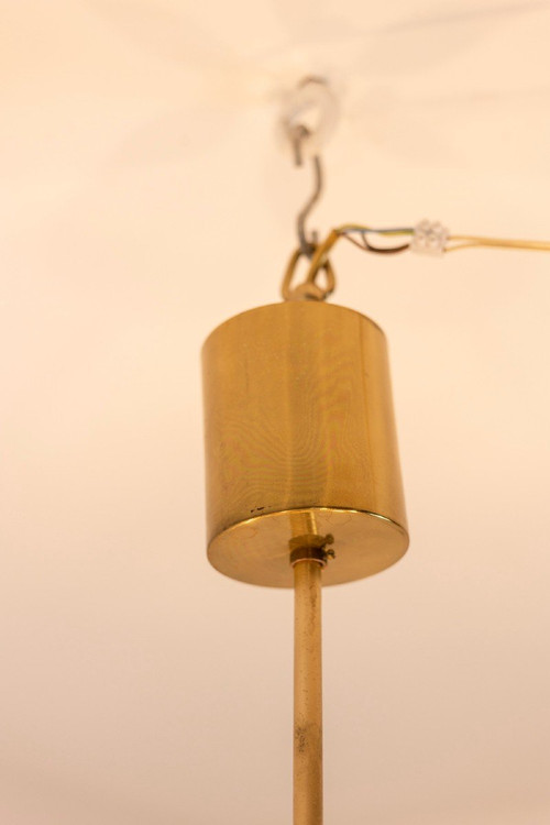 Kronleuchter oder Aufhängung aus goldenem Messing und geblasenem Glas, 1970er Jahre, LS56693600A