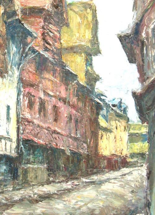Olio su tavola Rue de Rouen - Gaston Laborde