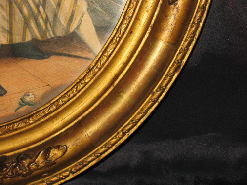 Ein Paar geschnitzte Rahmen im Restaurationsstil aus Holz und vergoldetem Staffagewerk 19.