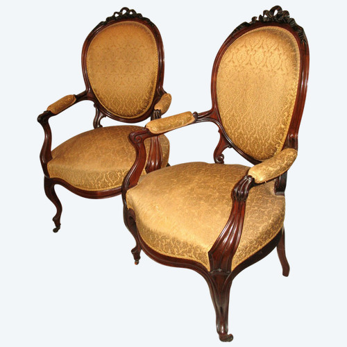 Paire de fauteuils Louis-Philippe en palissandre époque 19ème