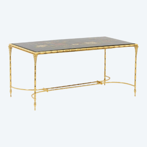 Maison Baguès, Table Basse En Laque Et Bronze, Années 1950, LS5547809B