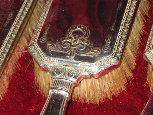 Set da toilette in cristallo e argento di Christofle, XIX secolo, 8 pezzi