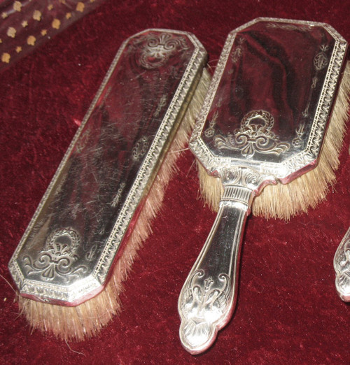 Set da toilette in cristallo e argento di Christofle, XIX secolo, 8 pezzi