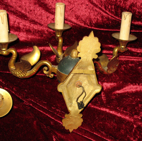 Pair of Empire-style bronze sconces