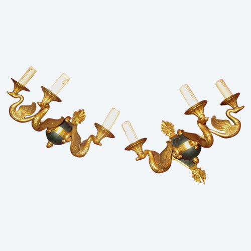 Pair of Empire-style bronze sconces