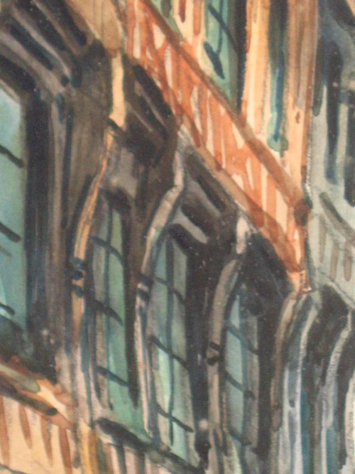 Pierre Le Trividic watercolor animated street of Rouen School of Rouen