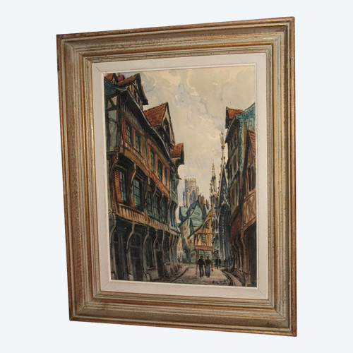 Pierre Le Trividic watercolor animated street of Rouen School of Rouen