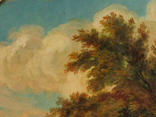 Belebte italienische Landschaft Öl auf Leinwand oval 19.