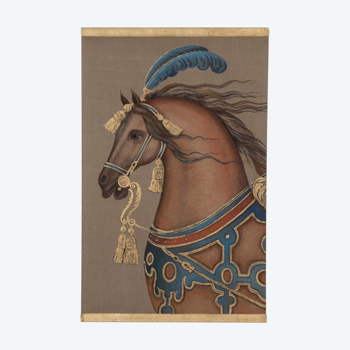Toile Peinte Représentant Un Cheval, Travail Contemporain, LS5690585B