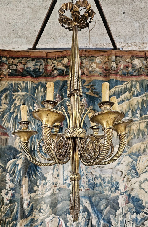 Lustre En Bronze De Style Louis XVI